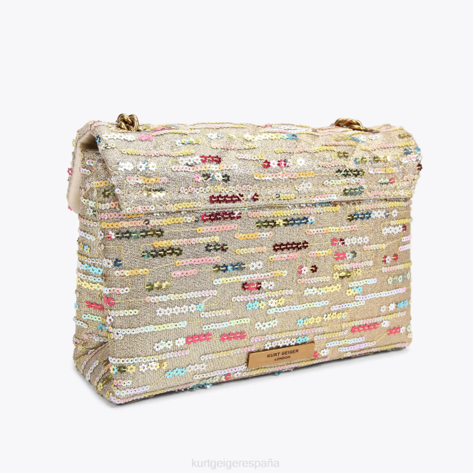 Kurt Geiger mujer london lurex mediano kensington 2LPR52 | bolsas combinación de oro